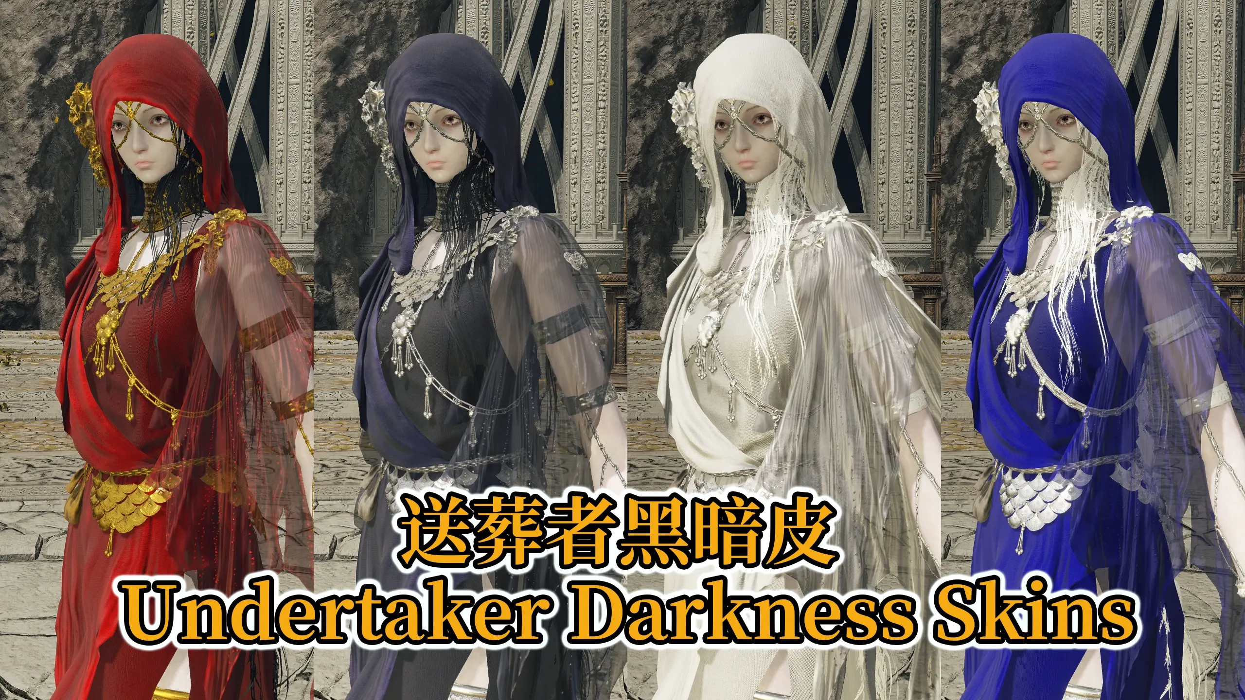 Undertaker Darkness with bare feet and 4 colours and big veils